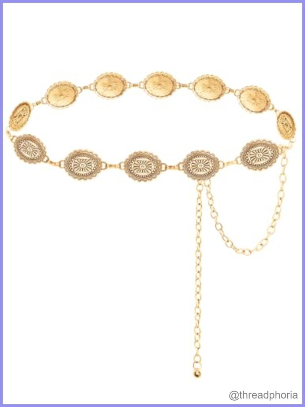 Western Concho Chain Belt Metal Cowgirl Waist Belt Adjustable
